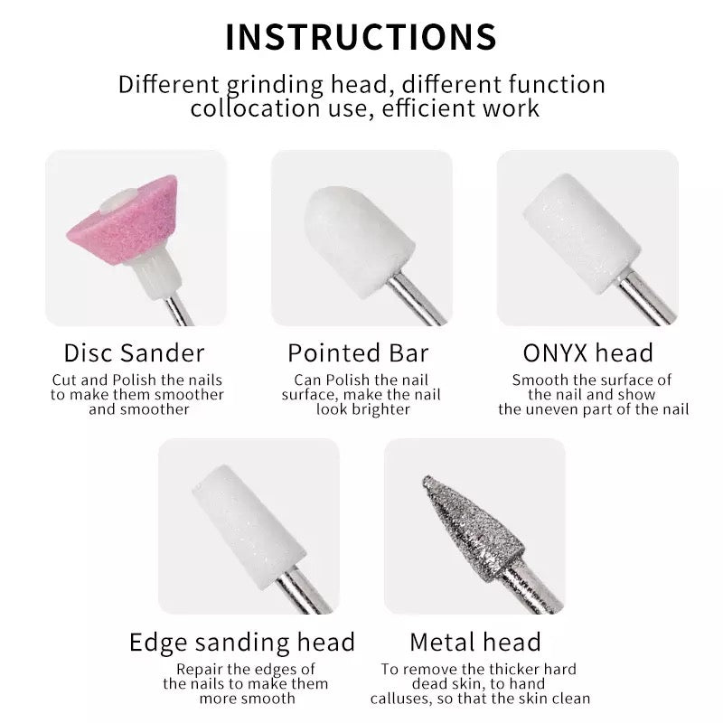 Professional Mini Electric Manicure & Pedicure Nail File Set 5 in 1