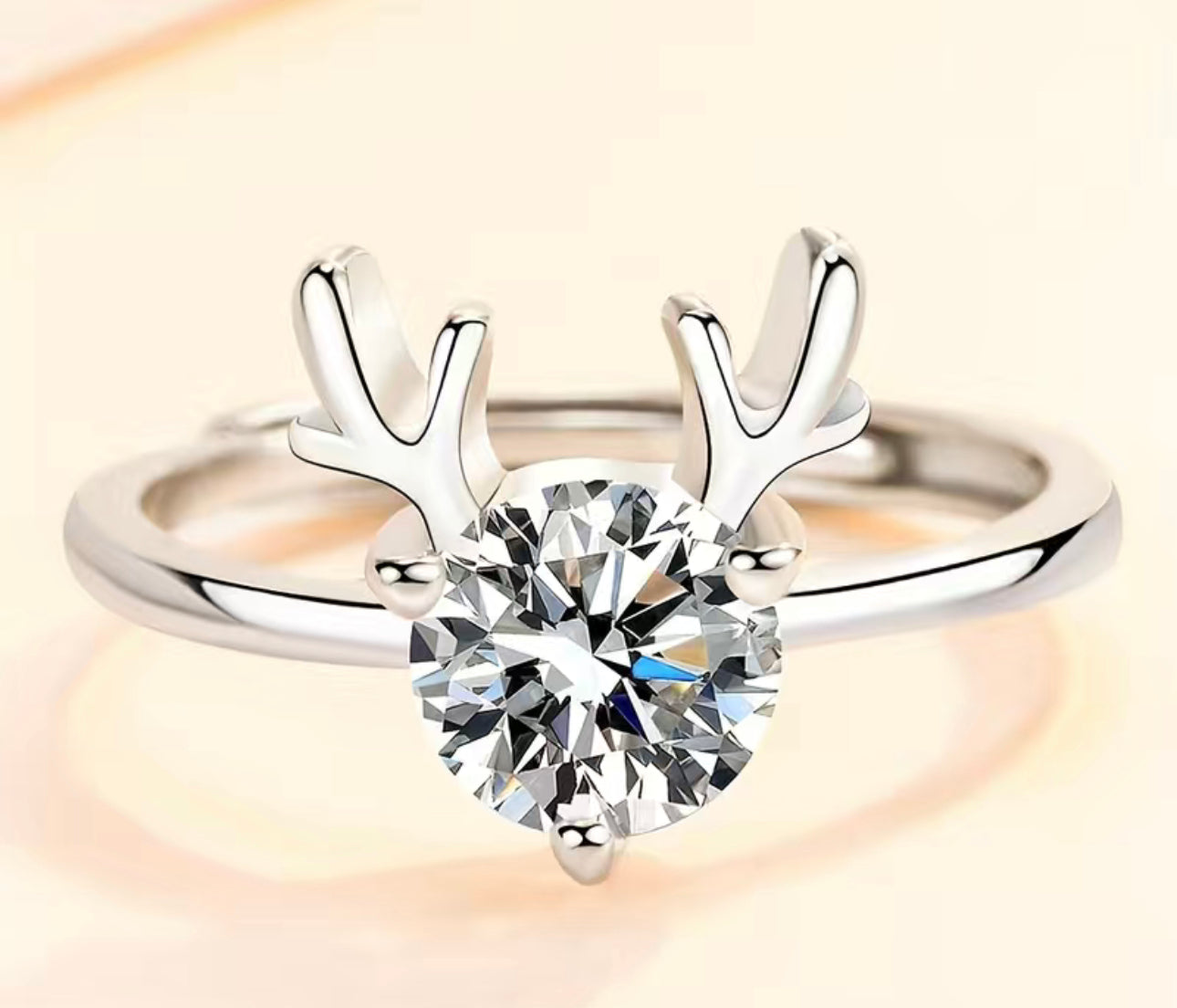 Cute Antlers Zircon Ring