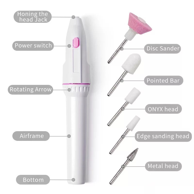 Professional Mini Electric Manicure & Pedicure Nail File Set 5 in 1